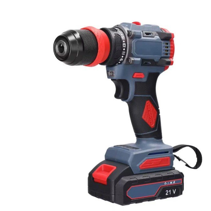 21V Brush Motor Cordless Pistol-style Impact Drill 1/2 Chuck 200 Nm High Torque 