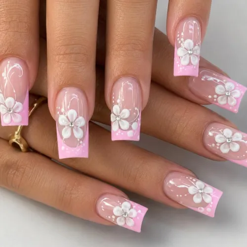 Pink Tip White Flower 