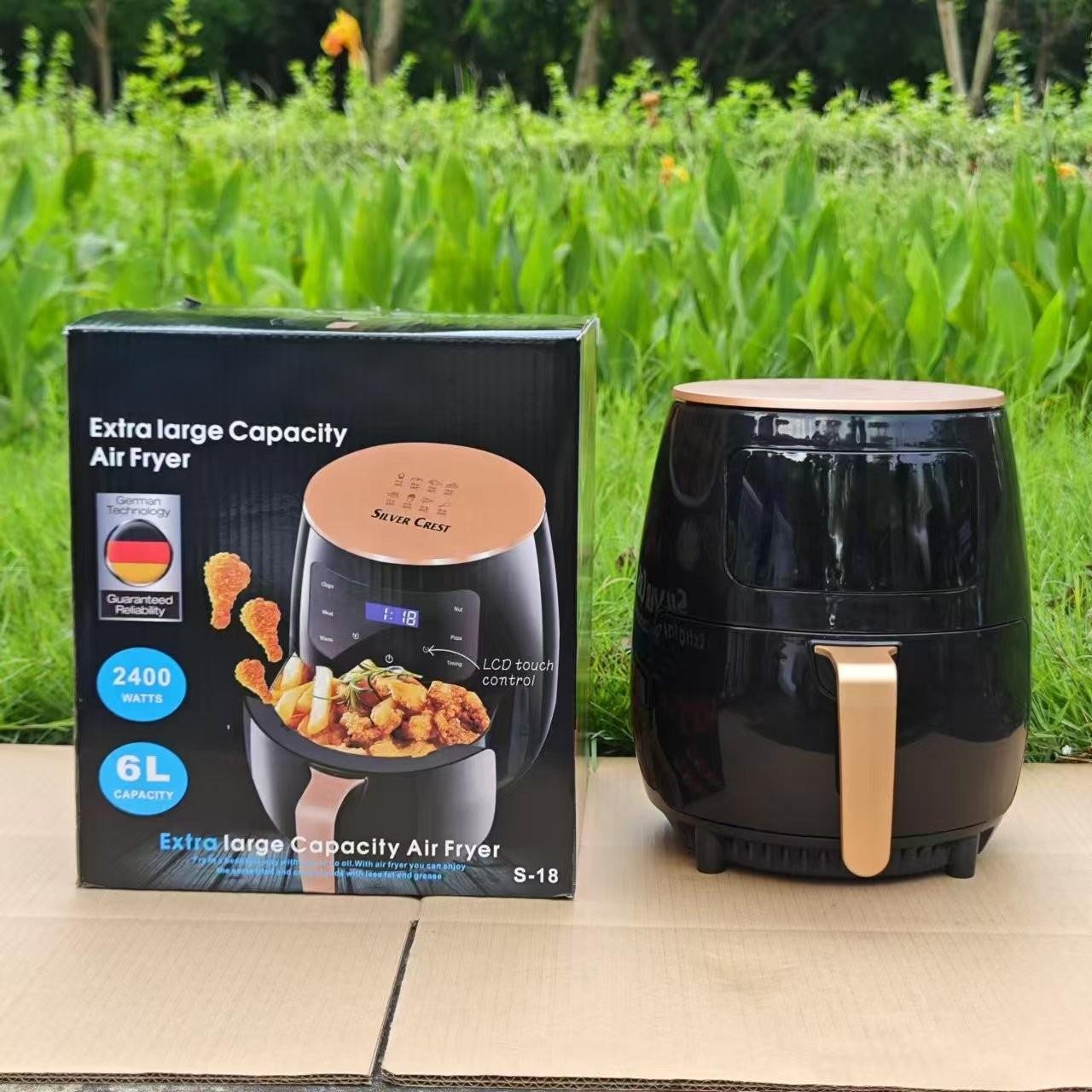 2400W 6L High-Capacity Factory Customizable Digital Power Smart Silver Crest Air Fryer Oven Multi-Functional for Household RV