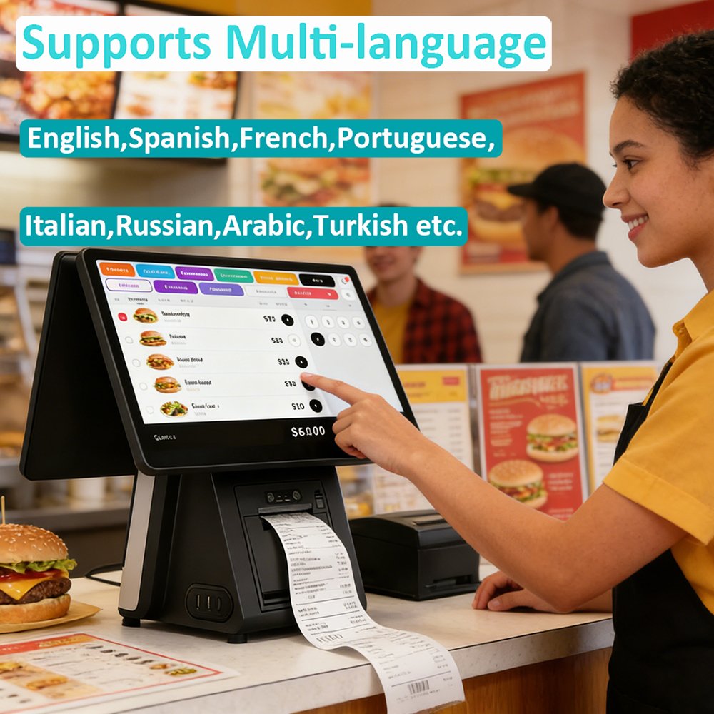 15.6 Inch Point of Sale System All in One Windows Pos Machine Store Cash Register with Printer Pos System