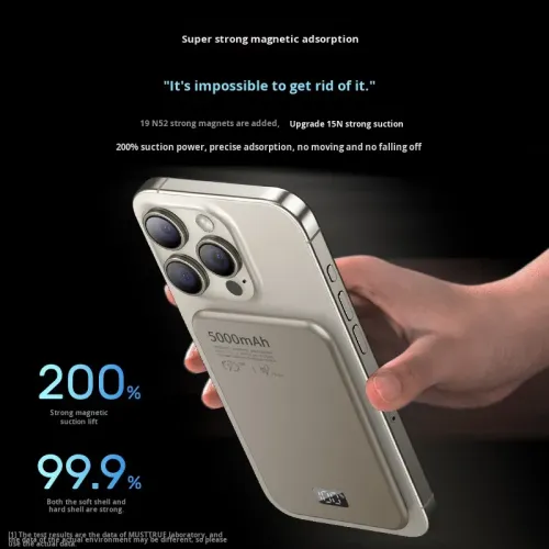Wireless Aluminum Power Bank Digital Display 5000mAh Ultra-Thin Design PD20W Fast 