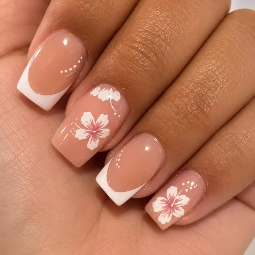 White flower white tip nail 