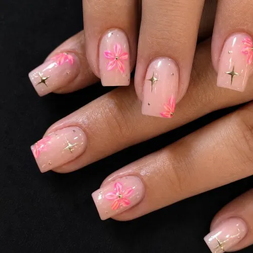 Flower Sparkle Nail